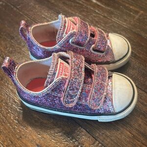 Converse Kids' Sparkly Glitter Pink and Purple Velcro Sneakers
